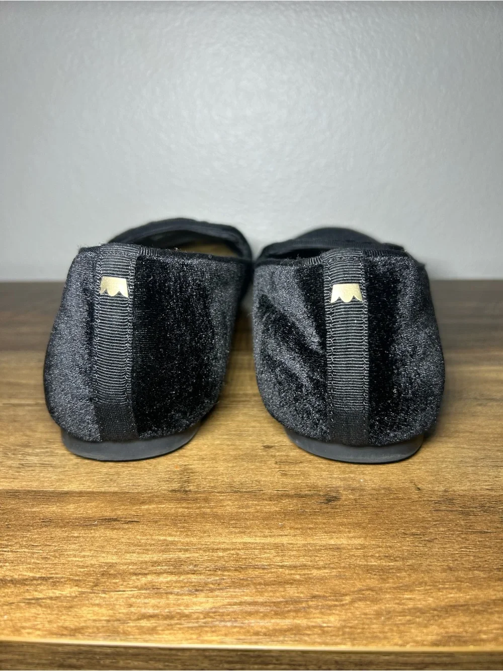 Birdies Black Velvet Quilted-Insole Slip-On Flats